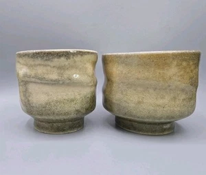 Malcolm Davis Pottery Shino Glaze Japanese Hagi ware tea bowls (chawan) Pair  - Picture 1 of 21