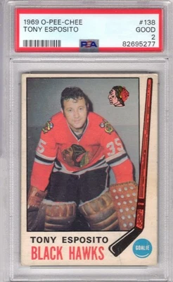 1969 O Pee Chee Tony Esposito PSA 2 Good # 138 RC Rookie - Image 1 of 2