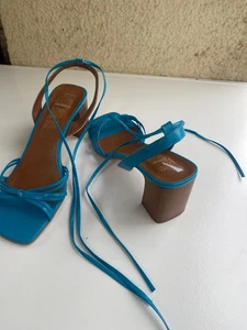 DUNE IMAGINE KUNSTLEDER SANDALEN ZUM BINDEN SCHNÜREN UK5/EU38 - AQUA/TÜRKIS BLAU - Bild 1 von 11