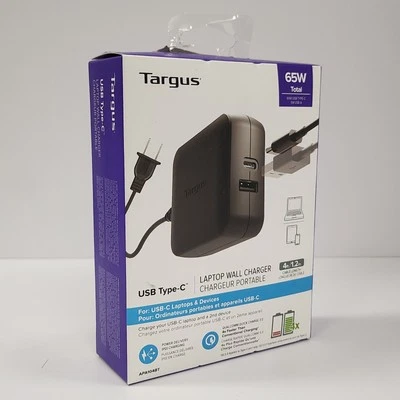 Targus 65W USB Type-C / USB-A Laptop Dual Charger - APA104BT - NEW - Image 1 of 3