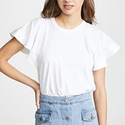 ALC Top Womens Medium Carrie Flutter Sleeve Tee White Crew Neck Casual Foto 1 de 4