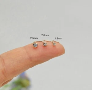 14K Solid Gold Diamond Stud Nose Ring L Shape Piercings For Women. - Picture 1 of 18