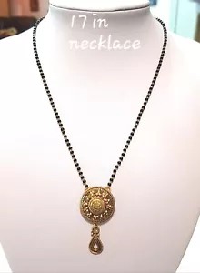 Vergoldetes Schmuck Mangalsutra Set Anhänger Halskette mit Kette traditionell - Bild 1 von 3