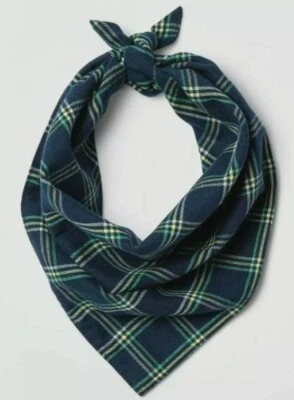 Blue Plaid Dog Bandana Neck Scarf One Size Fits Most Small Medium Large XL - Image 1 of 3