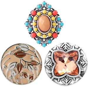 Snap Jewelry 3 Vintage 18MM Ginger Charm Buttons, Fits Snap Bracelets, Necklaces - Picture 1 of 14