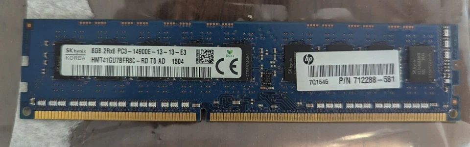 SK Hynix 8GB 2Rx4 PC3-14900R-13-12-E3 HMT41GU7BFR8C-RD HP 712288-581 - Image 1 of 1