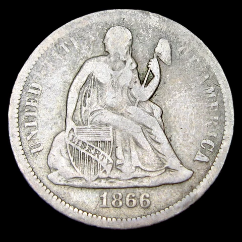1866-S Seated Liberty Dime Silver Nice Details Rare Date Type Coin ---- #IK075 Cover