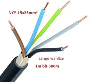 (24€/m) Erdkabel NYY-J 5x25mm²  8m bis 500m  Starkstrom Erdkabel Elektrokabel - Bild 1 von 2