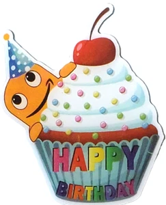Amazon Peccy "Happy Birthday" Cupcake Mitarbeiter Anstecknadel - Bild 1 von 2
