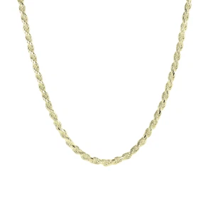 Collier chaîne en or jaune 14 carats et diamants taillés corde sur argent 20" - Photo 1/3