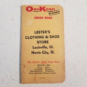 1957 OshKosh Notebook LESTER'S CLOTHING & SHOE STORE Louisville Norris City IL - Picture 1 of 6