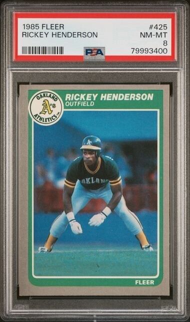 1985 Fleer Rickey Henderson #425 - PSA 8