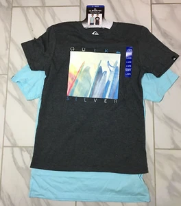 QuickSilver Youth 2-pack Tees, size Large(14/16), Gray, Blue, New - Picture 1 of 12