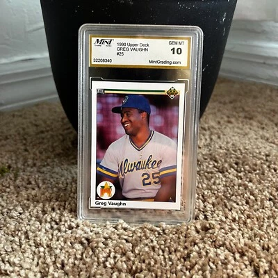 Tarjeta coleccionable 1990 Upper Deck #25 Greg Vaughn como nueva 10 grados de béisbol vintage Foto 1 de 4
