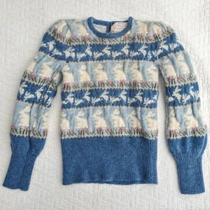 Vintage 1988 Moussie for Susan Bristol Girls Shetland Wool & Angora Sweater Sz 6 - Picture 1 of 11