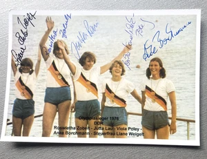 Campeón olímpico 1976 RDA remos 4 con Stf foto completamente firmada 10x15 autógrafo - Imagen 1 de 1