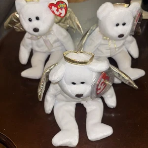 Lotto di 3 Ty Beanie Babies Halo II the Angel Bear vintage -2000 usati in ottime condizioni - Foto 1 di 17