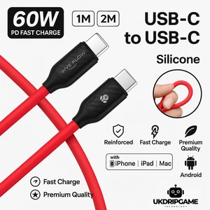 USB-C to USB-C 60W Fast Charging Cable 3A | iPad Samsung MacBook Air 1M 2M - Picture 1 of 22