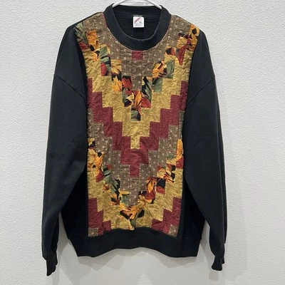 Sudadera De Colección Jerzees Para Mujer XL Otoño Patchwork Grannycore Años 90 Hojas de Arce Foto 1 de 4