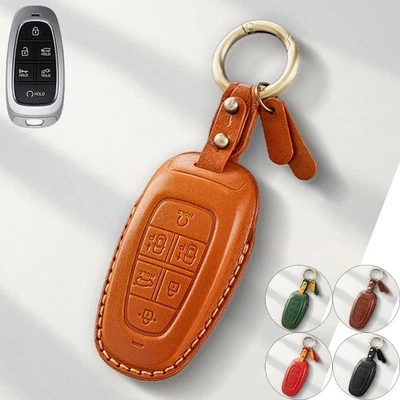 Genuine Leather Car Smart Key Fob Case Cover Bag For Hyundai Nexo Sonata 2019 - Image 1 of 4