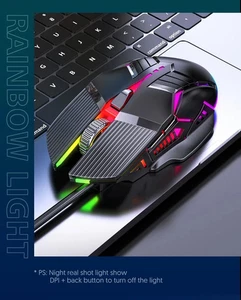 Souris de jeu filaire ergonomique 3200DPI souris silencieuse USB avec lumières LED neuve - Photo 1/5