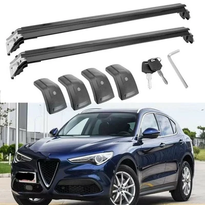 Barra transversal de techo bloqueable 2 piezas apta para Alfa-Romeo Stelvio 2017-2025 Foto 1 de 4