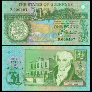 🇬🇬 Guernsey  1 Pound  1991  R Prefix  P 52 b  LOW SERIAL NUMBER  Crisp Gem UNC - Picture 1 of 5