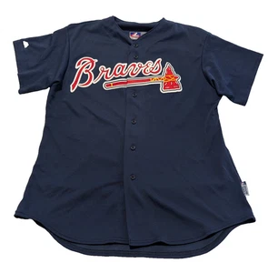 Atlanta Braves Majestic Jersey Cool Base Size Large Navy Stitched #24 - Picture 1 of 8