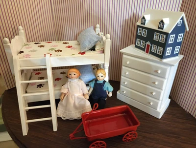 Gently Used Dollhouse Miniature Children's Room Lot 1:12 Scale - with Dollies! - Image 1 of 4