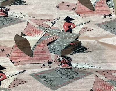 Vintage MCM Asian Sewing Fabric Panel Scrap 20"x22" Quilt/Pillow Focal SECONDS - Image 1 of 4