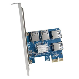 Adattatore 4 porte convertitore da PCI-e a USB 3.0 PC scheda riser minerario scheda staffa ATX - Foto 1 di 7