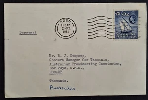 SCARCE 1961 Aden Cover ties 35c indigo stamp to Hobart Australia - Picture 1 of 2