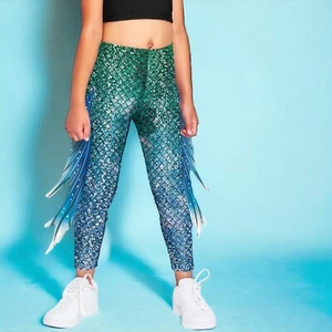 Mermaid Print High-Waisted Leggings for Girls - Soft & Stretchy Size 12, Costume - Picture 1 of 10