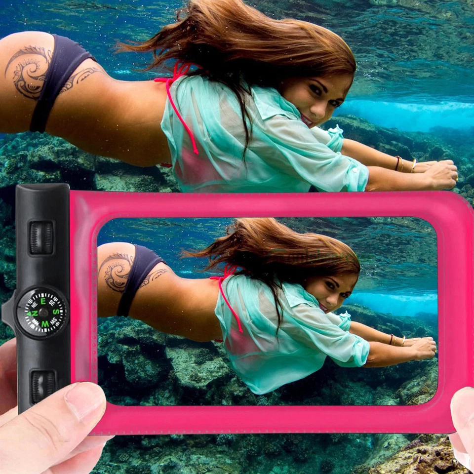 Waterproof Underwater Swimming Pouch Bag Dry Case Cover + Compass For Cell Phone - Image 1 of 4