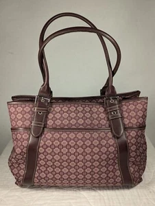 Nine West Black & BROWN Jacquard Pattern Handbag Purse W Double SHOULDER Handles - Picture 1 of 4