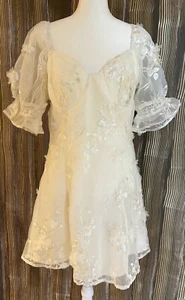 Dolls Kill Sugar Thrillz Sweetheart Portrait Mini Dress Sz XL White Chiffon - Picture 1 of 14
