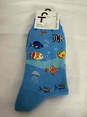 Calcetines deportivos con patrón de peces azules para mujer Foot Traffic EE. UU. 4-10 NUEVOS CON ETIQUETAS Foto 1 de 3