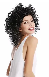 Wig Women Carnival Halloween Short Strongly Curly Wetlook Black - Picture 1 of 4