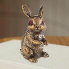 Rabbit Figurines Brass Golden Craft Chinese Zodiac Bunny Statue Easter Decor