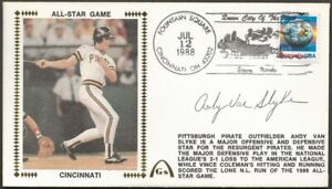 Andy Van Slyke Signed 1988 All Star Game Gateway Stamp Cachet Pittsburgh Pirates