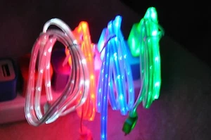 ROPE LIGHT LED 3ft data sync charger power cable FOR UNIVERSAL micro USB ANDROID - Picture 1 of 6