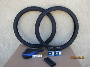 [2] 24''x 1.95'' BLACK  BICYCLE TIRES, TUBES, SEAT & GRIPS FOR MOUTAIN BIKE, ETC