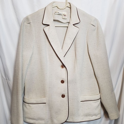 OFF WHITE Blazer Marty Gutmacher bianco sporco bordo marrone vintage Union Made taglia 10