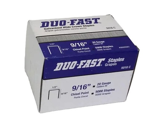 DUO-FAST Staples 1/2 Wide x 9/16 Long 20 Gauge 5018 C Pack of 5,000 NIB ...