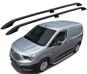 Black Aluminium Roof Bars Side Rails To Fit L1 Vauxhall / Opel Combo E (2019+) - Picture 1 of 7