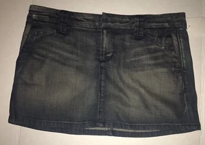 PAIGE Premium Denim Stretch Dark Wash Mini Skirt Size 28 - Picture 1 of 3