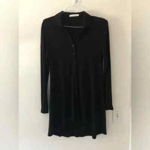 Anne Fontaine Melody Long Sleeve Button Up Dress in Black Viscose Size 40 FR - Picture 1 of 16
