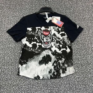 NC State Wolfpack Shirt Youth Small 8-10 Black Adidas Short Sleeve V-Neck New S - Picture 1 of 7