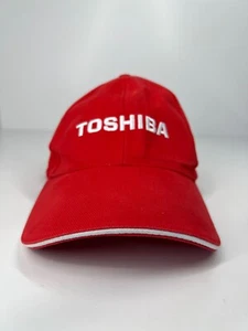 Toshiba Computer baseball cap hat red adjustable one size fits most twill - Picture 1 of 11