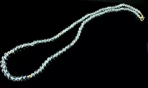 Noble Aguamarina Cadena Facetada Bola Anudado 51CM Largo 18KT Oro / 14KT Oro - Imagen 1 de 4